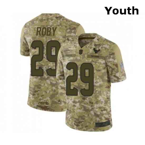 Youth Houston Texans 29 Bradley Roby Limited Camo 2018 Salute to Service Football Jersey